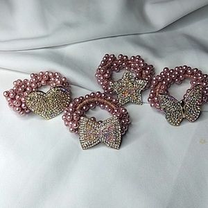 4 pcs lavender bead hair ties